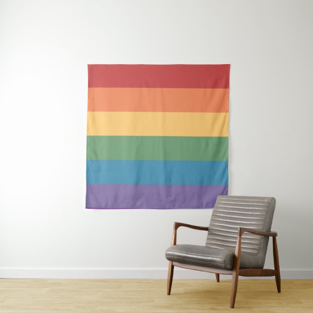 Tenture Drapeau gay pride chauffé 57 x 57 (En situation (horizontale))
