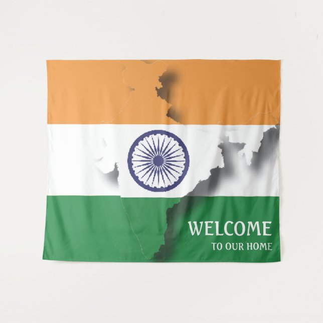 Tenture Drapeau indien personnalisable (Devant (Horizontal))