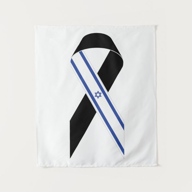 Tenture Drapeau israélien ruban noir (Devant)
