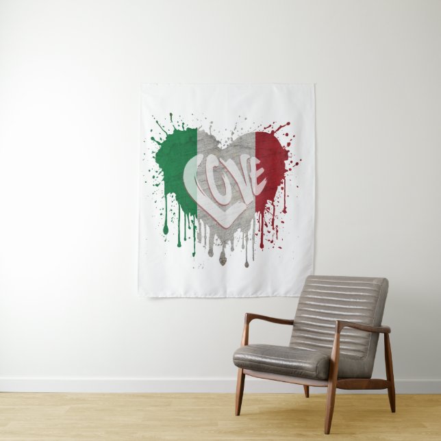 Tenture Drapeau Italie Amour (En situation)
