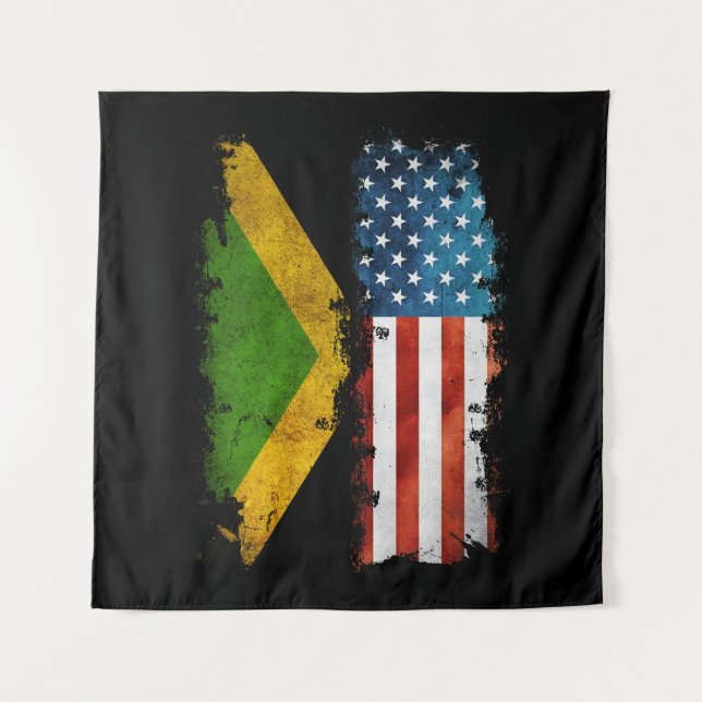 Tenture Drapeau jamaïcain américain Jamaïque États-Unis (Devant)