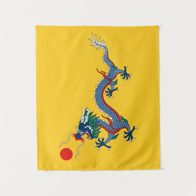 Tenture Drapeau jaune impérial de dragon, dynastie de Qing (Devant)