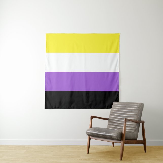 Tenture Drapeau Non Binaire Carré LGBT (En situation (horizontale))
