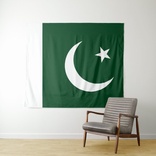 Tenture Drapeau pakistanais grand (En situation (horizontale))