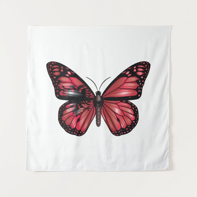 Tenture Drapeau papillon monarque d'Albanie (Devant)