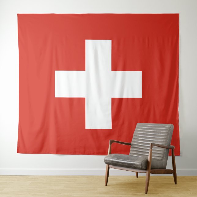 Tenture Drapeau Suisse - croix blanche (En situation (horizontale))