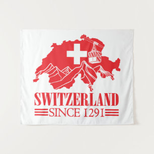 Tenture Drapeau Suisse depuis 1291 Montagnes