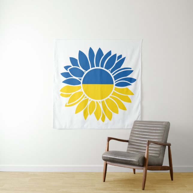 Tenture Drapeau ukrainien (En situation)