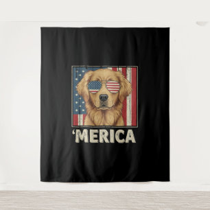 Tenture Drapeau vintage Golden Retriever 'Merica