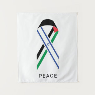 Tenture Drapeaux de paix pour Israël et la Palestine blanc