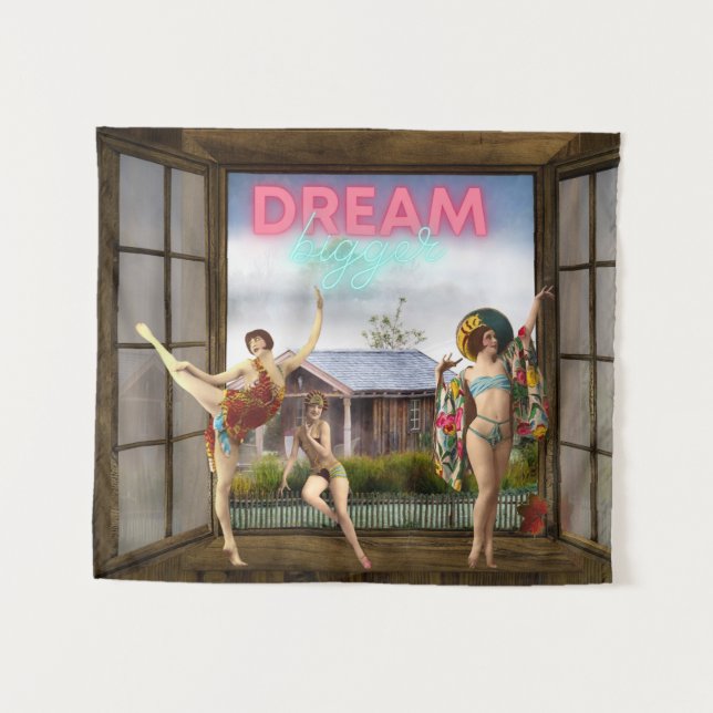 Tenture Dream Bigger Altered Art Danseurs Vintages (Devant (Horizontal))