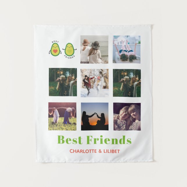 Tenture Drôle BFF PHOTO COLLAGE Cadeau personnalisé AVOCAD (Devant)