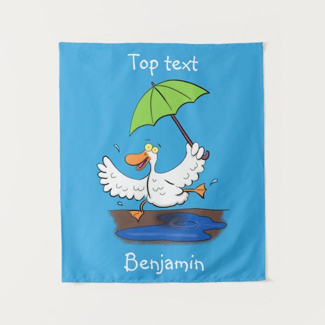 Tenture Drôle canard avec parapluie dessin animé (Devant)