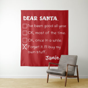 Tenture Drôle Cher Père Noël J'ai été bonne liste de vérif