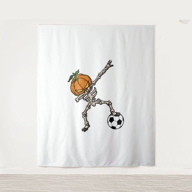 Tenture Drôle Dabbing Citrouille Head Soccer Idée cadeau (Devant)
