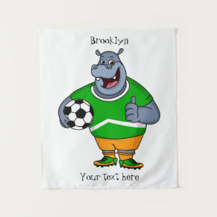 Tenture Drôle de joueur de football hippo dessin humoristi