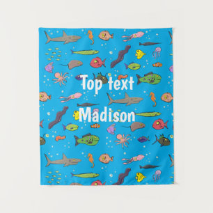 Tenture Drôle des créatures marines dessin motif