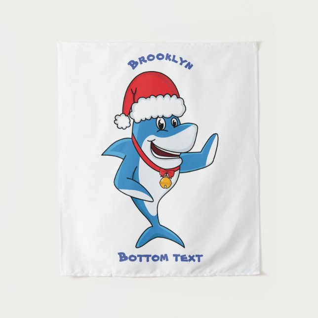 Tenture Drôle dessin animé de requin de Noël (Devant)