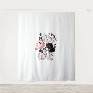 Tenture Drôle Halloween rose Fantôme Spooktacular Chat Fab