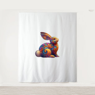 Tenture Drôle Lapin Coloré Lapin Fractal Frotté Cosmique U
