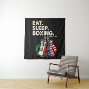 Tenture Drôle Manger Dormir Répéter Boxe