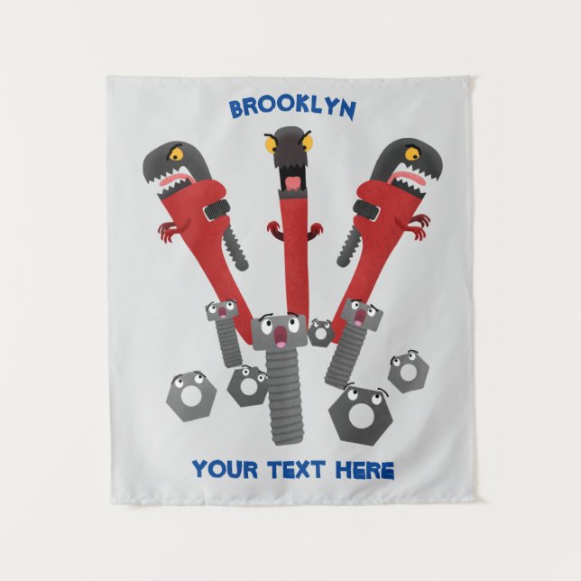 Tenture Drôle outil monstre de clé humour dessin animé (Devant)