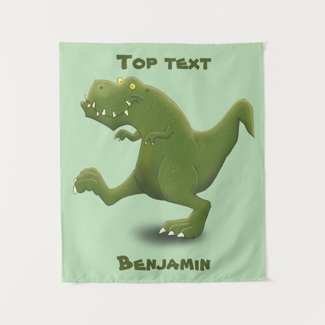 Tenture Drôle T rex dinosaure dessin animé humour (Devant)