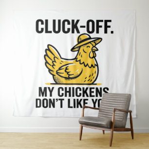 Tenture Drôle Vintage Cluk Off Amoureux de Poules Minimali