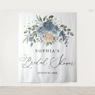 Tenture Dusty Blue & Champagne Fleurs Robe de Mariée Showe