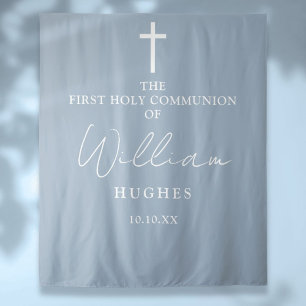 Tenture Dusty Blue First Holy Communion Fond photo