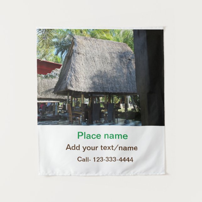 Tenture eau océan plage photo ajouter nom texte place été (Devant)