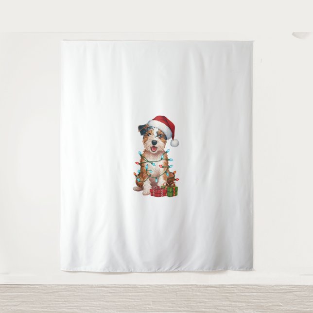 Tenture Éclairage de Noël chapeau australien Terrier Chien (Devant)