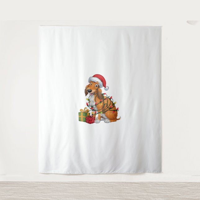 Tenture Éclairage de Noël chapeau écossais Deerhound Chien (Devant)