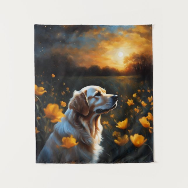 Tenture Eclipse solaire Golden Retriever Lake Flowers (Devant)