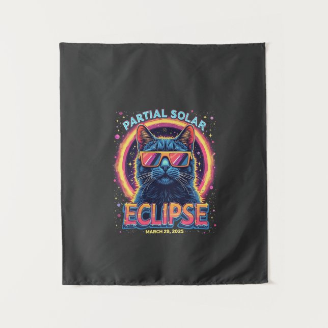 Tenture Éclipse solaire partielle 2025 Cat Kitten (Devant)