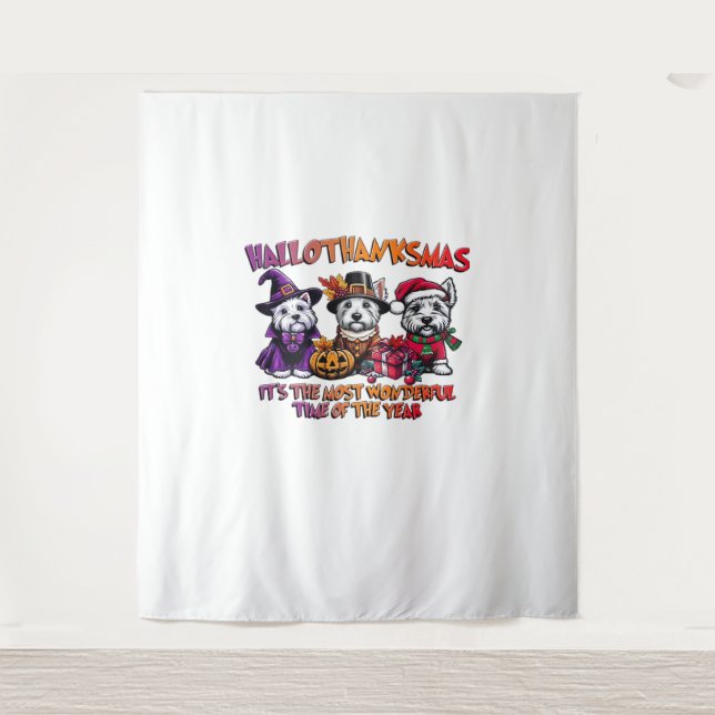 Tenture Ecosse Terrier Halloween Thanksgiving Noël (Devant)