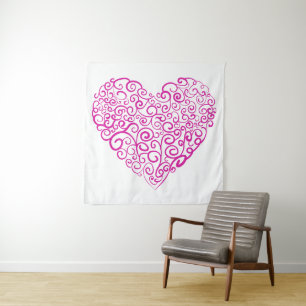 Tenture Écriture spirale coeur rose pour la Saint Valentin