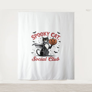 Tenture Éffrayant Cat Social Club PNG - Style Vintage Clas