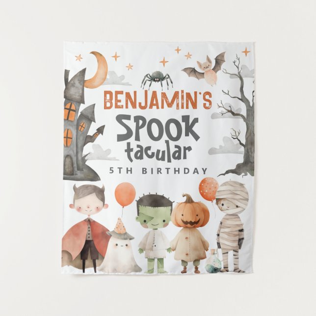 Tenture Éffrayant Halloween Anniversaire de fête (Devant)