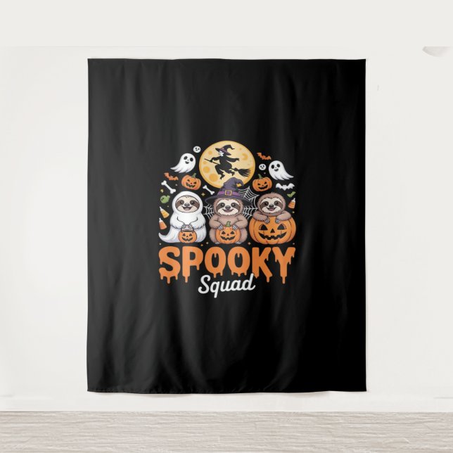 Tenture Éffrayant Halloween sorcière drôle Horreur Sloths  (Devant)