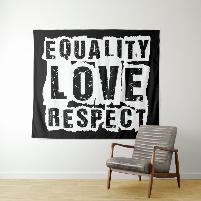 Tenture Égalité Amour et respect Mois de la fierté (En situation (horizontale))