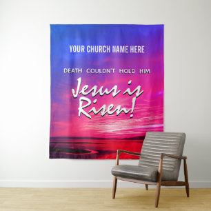 Tenture Église chrétienne JÉSUS EST RESSUSCITÉ Pâques