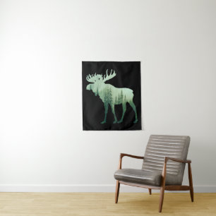 Tenture Élan Cerf Et Forêt Nature