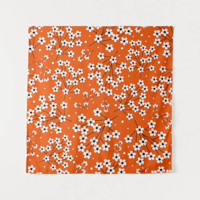 Tenture Élégance asiatique : Rouge Floral sans fil impress (Devant)