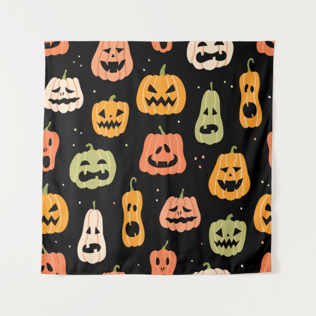 Tenture Élégance éffrayante : Art Citrouille d'Halloween (Devant)