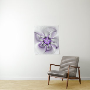 Tenture Élégance florale Art Abstrait Violet Fractal moder