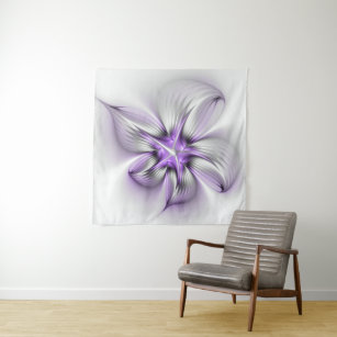 Tenture Élégance florale Art Abstrait Violet Fractal moder