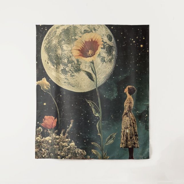 Tenture Élégance Lune - Femme avec Lune (Devant)