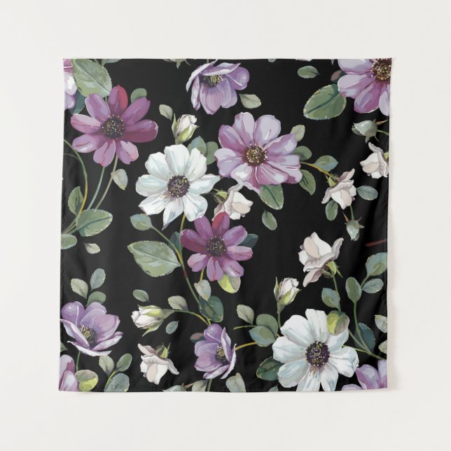 Tenture Elégance motif sans couture avec fleurs cosmos (Devant)