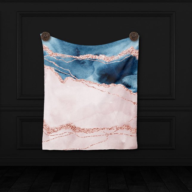 Tenture Élégance Mystique | Agate Bleu Canard et Or Rose (Créateur téléchargé)